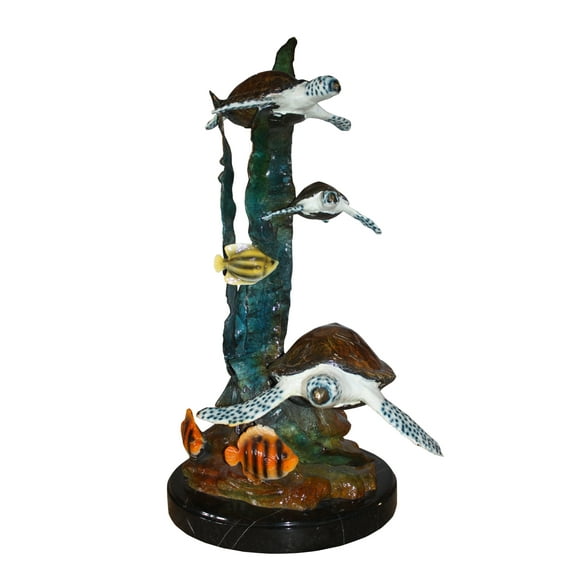 Three turtles  - Bronze Statue -  Size: 17"L x 12"W x 28"H.