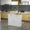 thumbnail image 3 of GVN Rolling Kitchen Table, Kitchen Island,Rolling Kitchen Island with Drop Leaf Wood Breakfast Bar, Farmhouse Kitchen Cart with 2 Drawers,White, 3 of 10