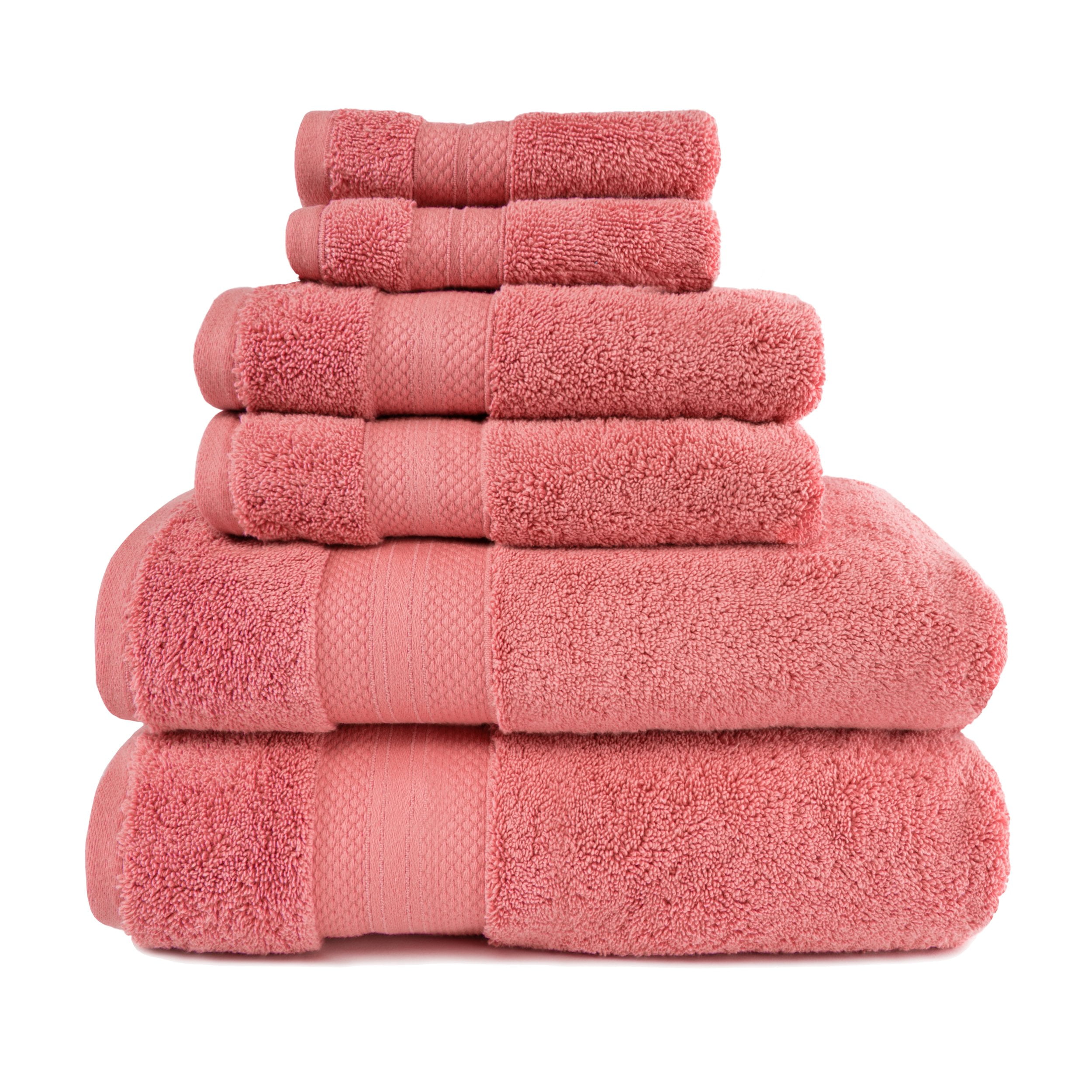 100 Turkish Long Staple Cotton 6Piece Towel Set, 2 Face, 2 Hand, and 2 Bath Coral Walmart