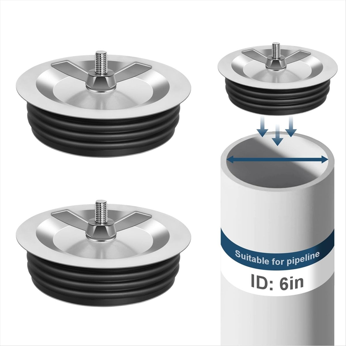 6 Inch Sewer Cleanout Cap,Steel Mechanical Test Plugs, Drain Expansion Pipe  Cover for Outdoor Most Pipes Sink Pools,2 * water plug,Black - Walmart.ca