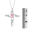 thumbnail image 4 of RYLOS Necklace White Gold 14K Cross Necklace with Gemstone &  Diamonds Pendant with 18" Chain 7X5MM Pink Ice October Birthstone Womens Jewelry Gold Necklace, 4 of 7