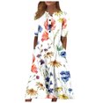 thumbnail image 1 of Robe Maxi Grande Taille Robe à Manches Courtes Col en V pour Femmes Robe Décontractée Imprimée avec Poches Robe à Manches Courtes en Liquidation, 1 of 4