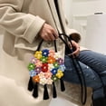 thumbnail image 1 of Bolso tejido a mano con flores para mujer bandolera de algodón Ehuebsd con margaritas de lana estilo Rural con cadena de perlas ganchillo, 1 of 9