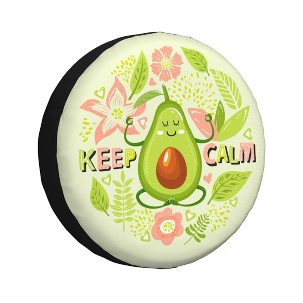Fotbe Avocado Keep Calm Funda de Llanta de Repuesto con Estampado, Engrosada, Ajuste Universal para Jeep, Remolque, RV, SUV, Camión-16 inch