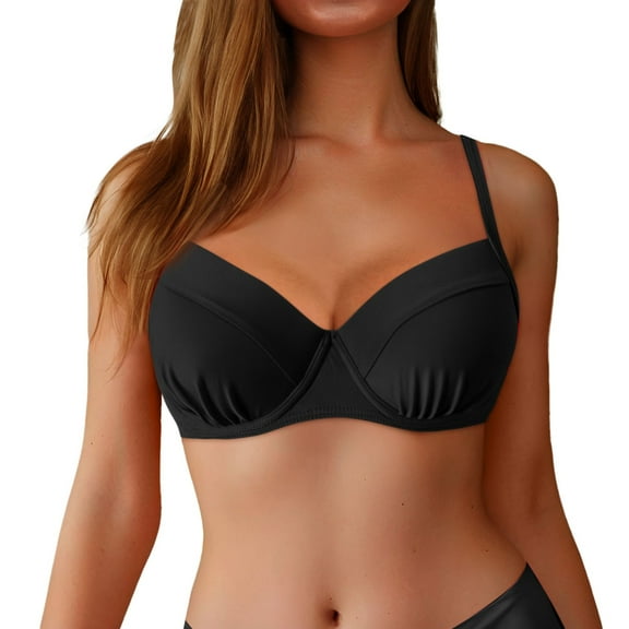 CAIVO Underwire Push Up Bikini Top Women Swimwear Swimsuit Tops Bathing Suit Bra Top Soft Beach Vacation Summer Swim Wear