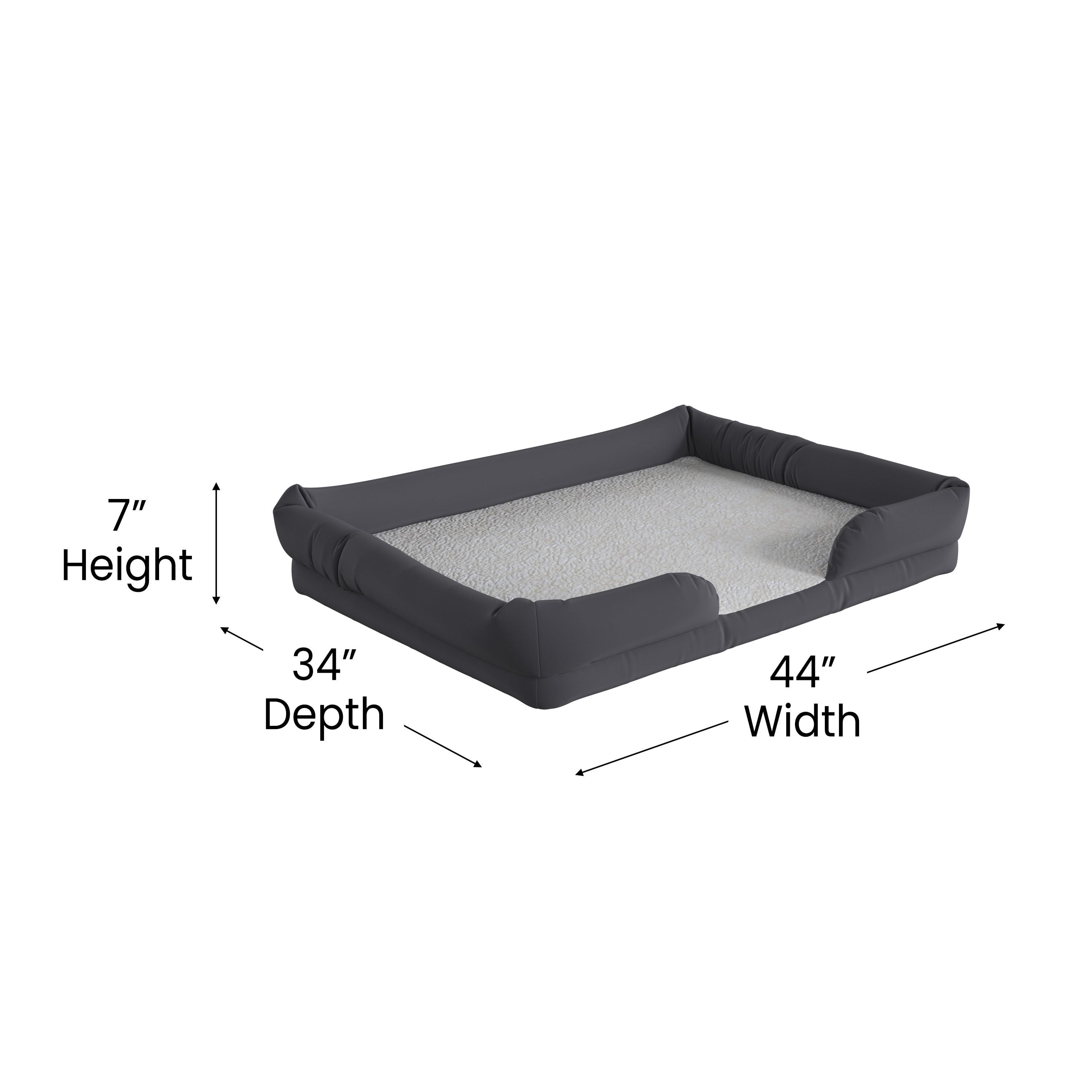 BizChair Orthopedic Comfy Memory Foam Joint Relief Bolster Dog Bed for Dogs up to 44 LBS. - Removable & Washable Cover, Non-Slip Bottom