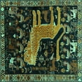 thumbnail image 1 of Ahgly Company Machine Washable Indoor Square Animal Turquoise Blue Traditional Area Rugs, 5' Square, 1 of 4