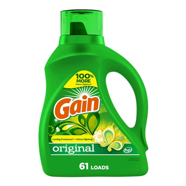 Gain Liquid Laundry Detergent, Original Scent, Freshness + Odour Fighting, High efficiency washing machine iquid cleaning soap, 3.6 Litres, 61 Wash Loads
