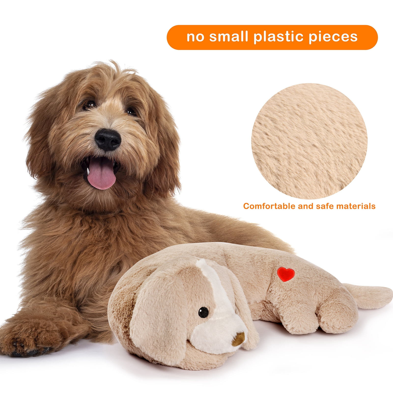 Moropaky Heartbeat Toy for Puppy Dog Pet Anxiety Relief Sleep Aid Cuddle Comfort Calming Crate Kennel Training, Puppy Essentials Brown