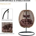 thumbnail image 4 of SUDICA Rattan Egg Hanging Chair with Stand and Soft Cushion, Brown Wicker Swing Chair for Indoor and Patio, 4 of 9