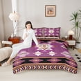 thumbnail image 4 of Homewish Violet Tribal Aztec Queen Comforter Set for Adult, Bohemian Triangle Abstract Bedding Sets, Southwestern Reversible Bedding Comforter Set, Ultra Soft Bedroom Decor, 3 Pieces, 4 of 8