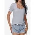 thumbnail image 5 of Tops for Women Summer Casual Ruffle Trim Sleeve Square Neck T Shirts, 5 of 6
