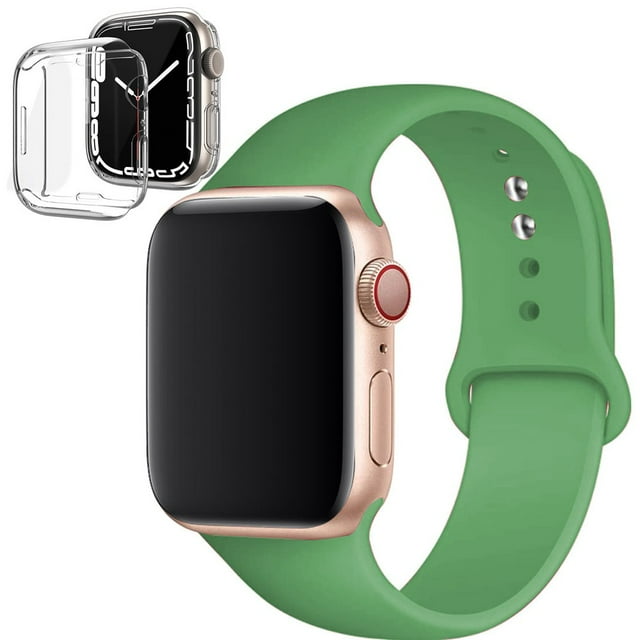 LEIXIUER Silicone Band for Apple Watch Bands 38mm with Silicone Case,Clear Screen Protector Cover with iWatch Band Sport Replacement Wristband for Apple Watch Series 3 2 1 Strap -Mint