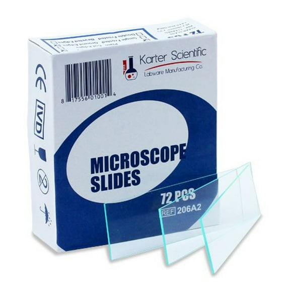 Microscope Slides, Ground Edges, Plain, 90 Corners, 3x1, Karter Scientific 206A2 (Pack 72)