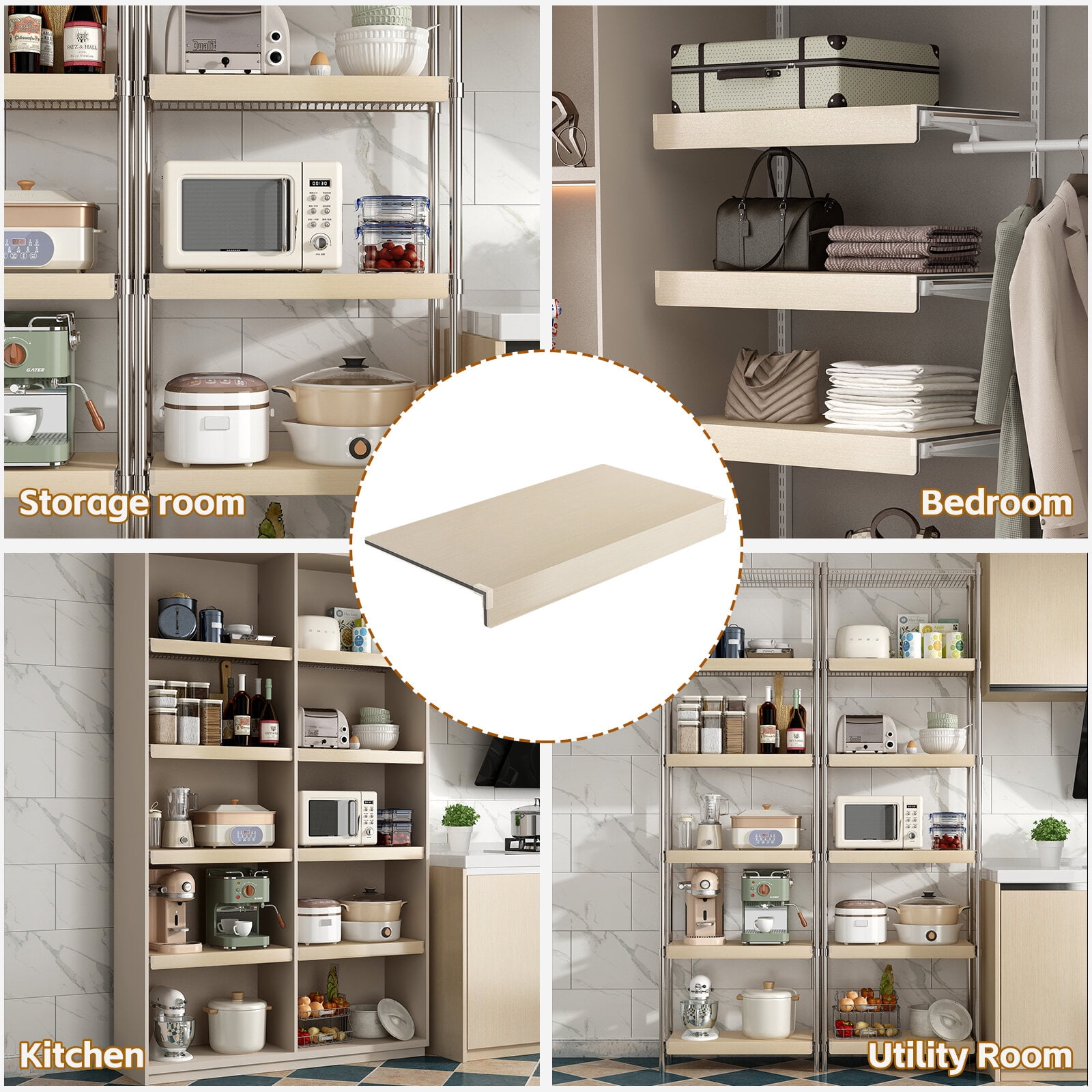 Display Shelves (24 INCH) 5 Pcs Wire Shelf Covers Foamed PVC Wire Rack Covers for Removable Closet (Not Wood) Pantry Shelves for Cabinet Bathroom Kitchen Shelving Decoration ( OAK Color ),Wooden Disp