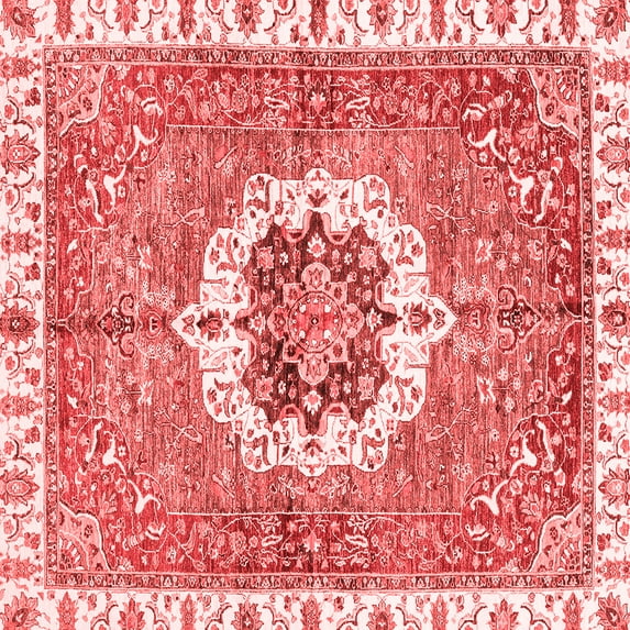 Ahgly Company Machine Washable Indoor Square Abstract Red Modern Area Rugs, 4' Square