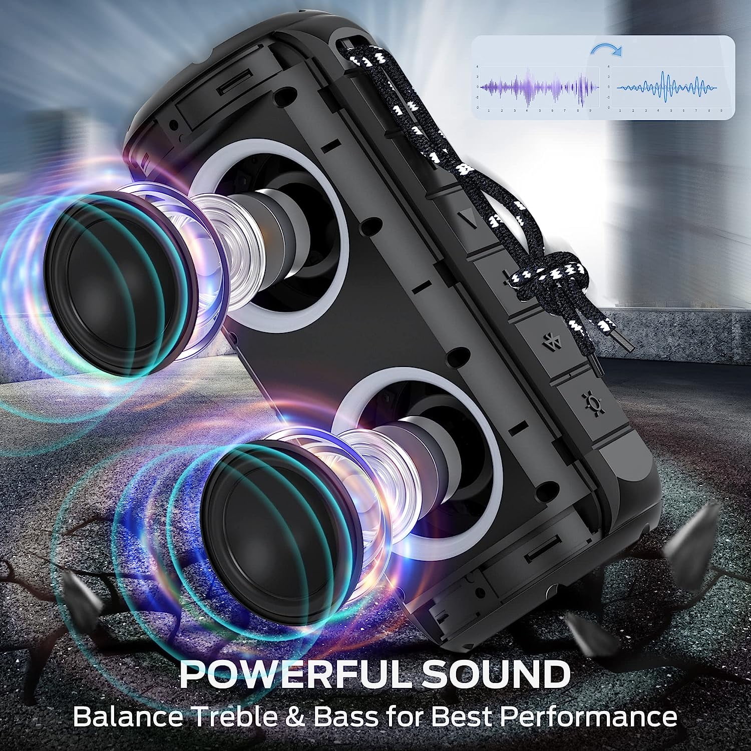 Oraolo Luster Bluetooth Speaker , Portable Speaker with Colorful Lights, Stereo Sound, Bluetooth 5.3, 24H Playtime, IPX6 Waterproof, AUX-in, Speaker for Outdoor Camping