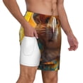 thumbnail image 3 of Picia Hawaiian Style Guinea Pig pattern Mens Swim Trunks with Compression Liner Stretch Beach Shorts Quick Dry with Zipper Pockets No-Chafing Board Shorts-Medium, 3 of 9