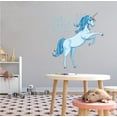 thumbnail image 2 of UNICORN - Vinyl Home Living Room Art Blue Unicorn Hearts Decal Fantasy Fairytale Themed Design Sticker Adhesive Wall Decal - Kids Bedroom Nursery Mythical Creature Wall Decoration 18" x 20", 2 of 3