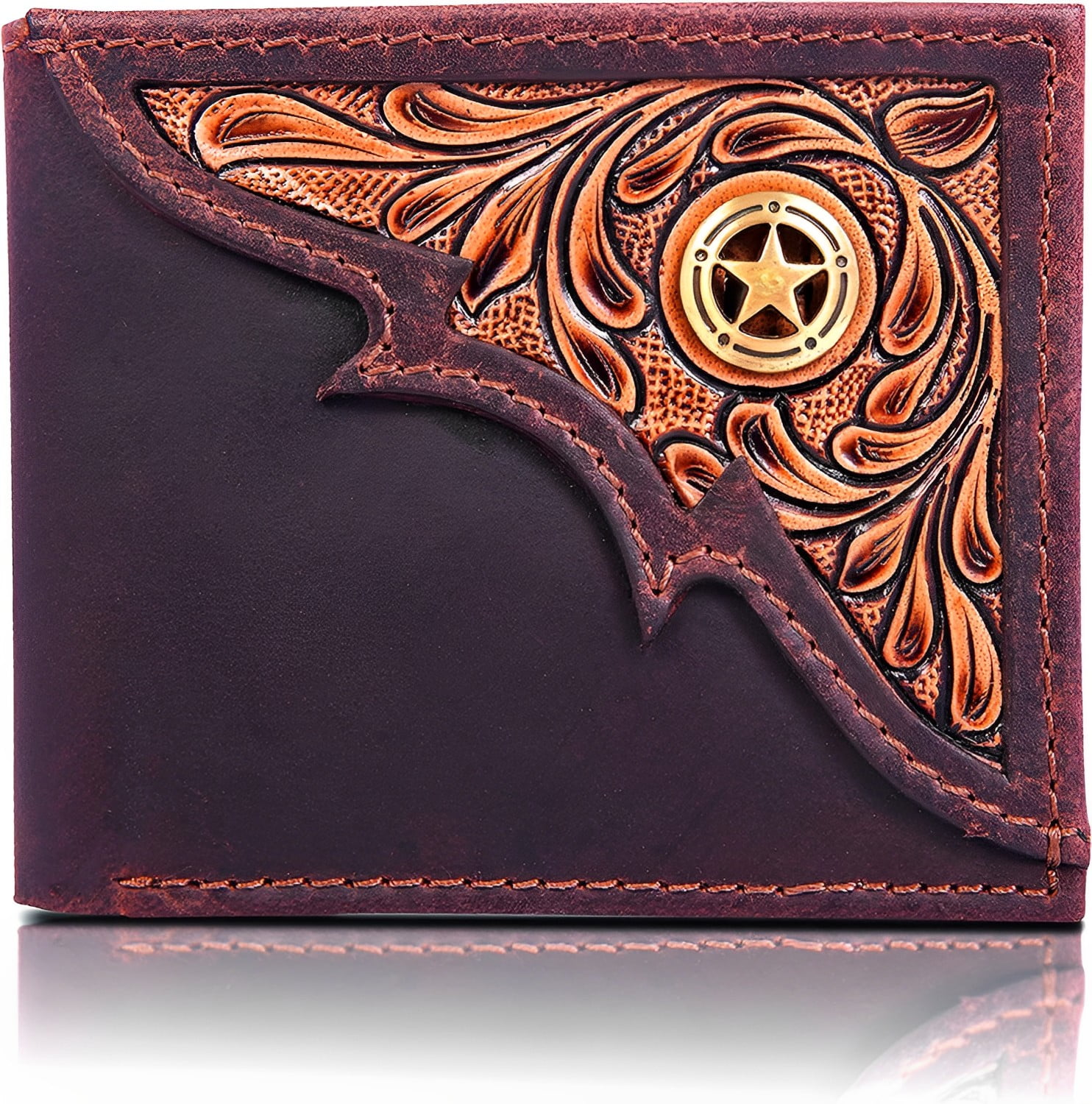 RAWHYD Bifold Wallets for Men, Western Billfolds Tooled Leather and Concho  Mens Wallet - Walmart.com