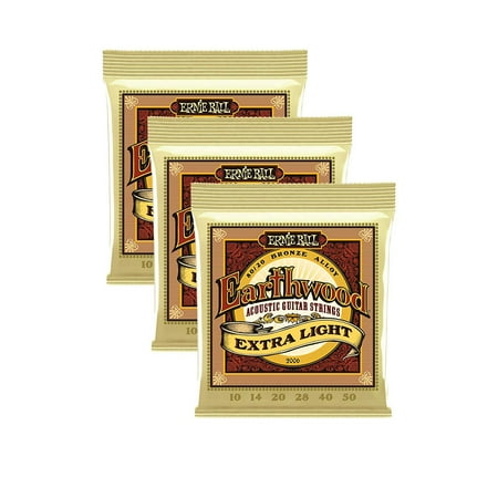 Ernie Ball Guitar Strings 3-Pack Acoustic Earthwood Extra Light 10-50 2006