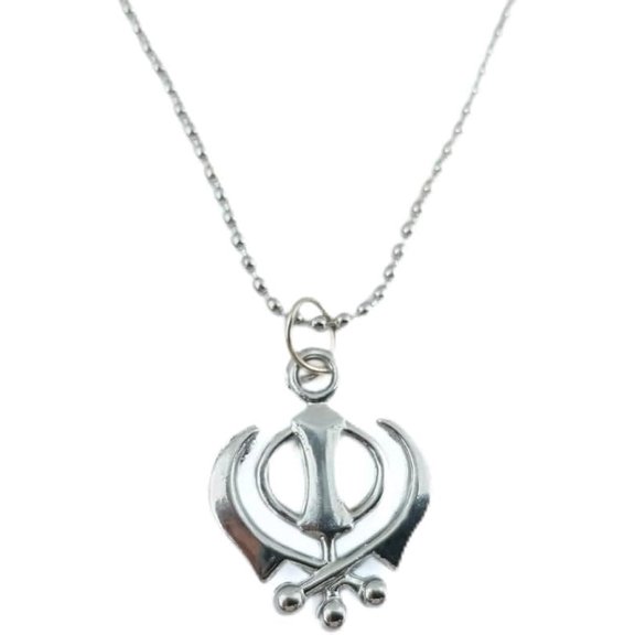 Khanda Necklace/Pendant/Amulet for Men Or Women Stainless Steel Silver Sikh Symbol Jewelry,Punjabi,Khalsa,2Inch