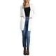 thumbnail image 2 of Suéter largo de cardigans de manga larga INSPIRE CHIC para mujer, abierto al frente, ligero, tejido, XL, blanco, 2 of 6