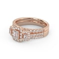 thumbnail image 3 of AFFY Three Stone Halo Bridal Set Rings for Women Center 4X3MM Emerald and Round Lab Created Moissanite Engagement Wedding Ring Jewelry Gift for Her In 14K Solid Rose Gold Size 9, 3 of 6