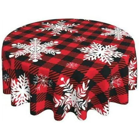 

RooRuns Buffalo Check Yellow and White Plaid Farm Waterproof Picnic Patio Party Round Table Cloth Cover Decorations Fabric Circular Tablecloth for Home Dining Room Kitchen Decor
