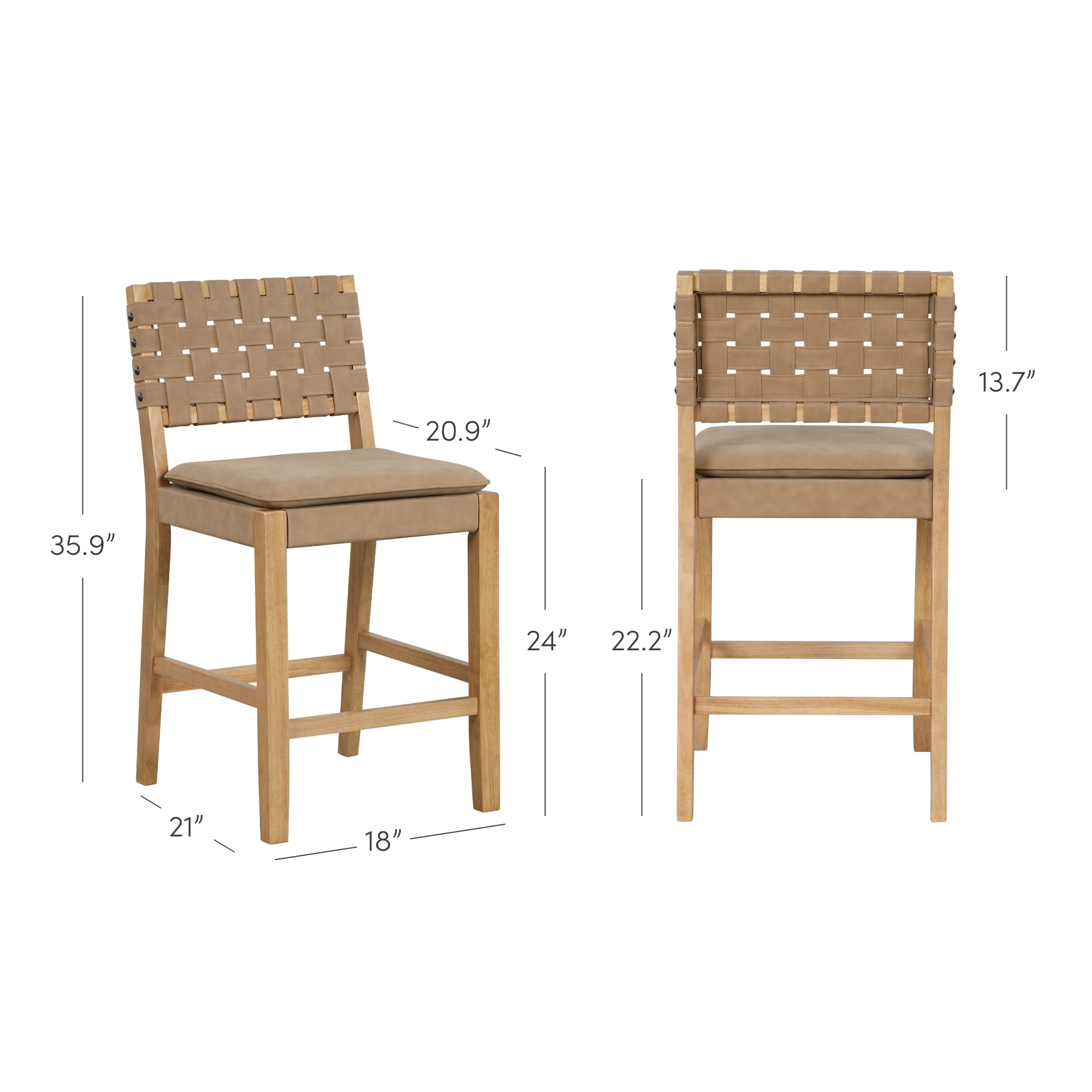 Nathan James Cohen Saddle Counter Height Bar Stool, Natural Brown