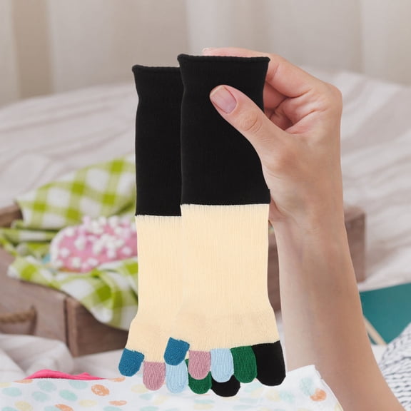 FOMIYES 1Pair Multicolor Five Finger Toe Socks Comfortable Cotton Crew Socks for Daily Use