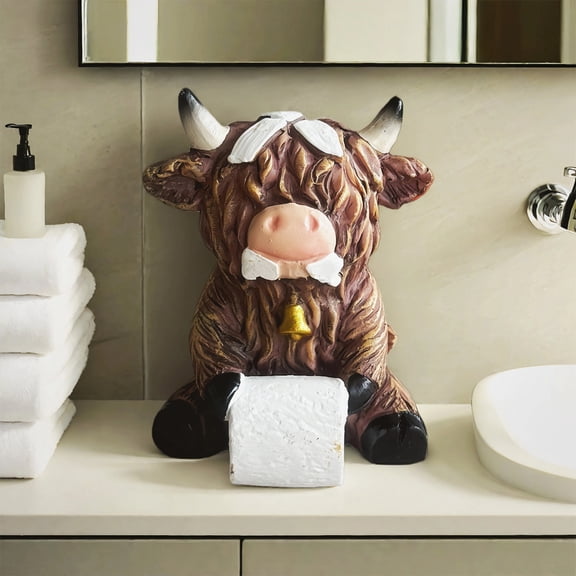 Highland Cow Decorative Ornament Desktop Figurine, Animal Statue For Bathroom Living Room Office Desk, Unique Home Decor Accent, Desktop Ornament A1Pc