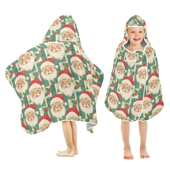 joogoo Vintage Santa Claus Kids Hooded Beach Towel Baby Bath Towel 23.5"x50"