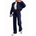 thumbnail image 2 of Conjuntos de Salón para Mujer, Conjunto Deportivo de 2 Piezas, Sudadera, Pantalón Deportivo de Pierna , Conjunto Deportivo A Juego Azul Oscuro M, 2 of 9