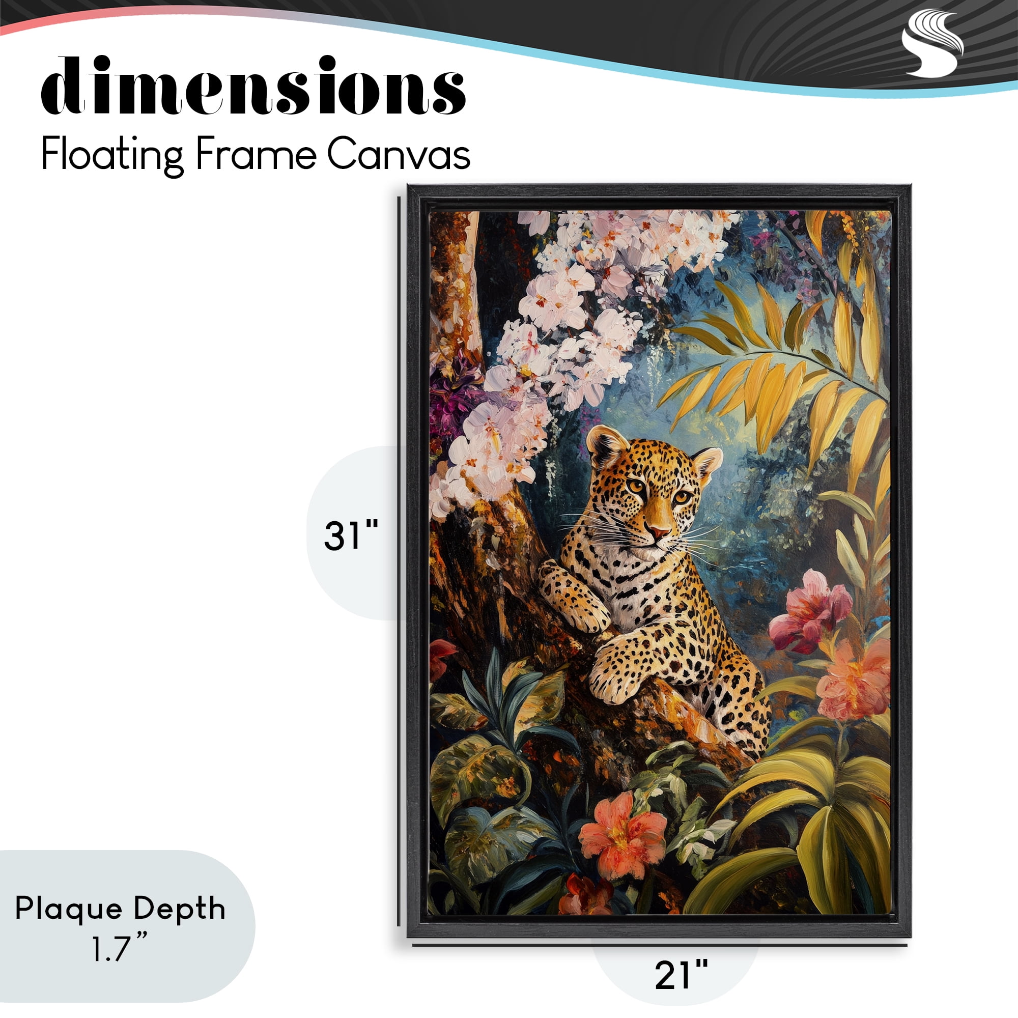 Stupell Industries On The Wild Side Botanicals Black Framed Floater Canvas Wall Art, design by Petal Prints Design