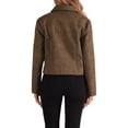 thumbnail image 3 of INSPIRE CHIC Women's Faux Leather Jacket Turndown Collar Long Sleeve Zip Jackets XS Brown, 3 of 6