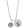 thumbnail image 1 of Delight Jewelry Silvertone Dream in Circle Silvertone Script Initial Disc - I - Charm Necklace, 20"+3", 1 of 4