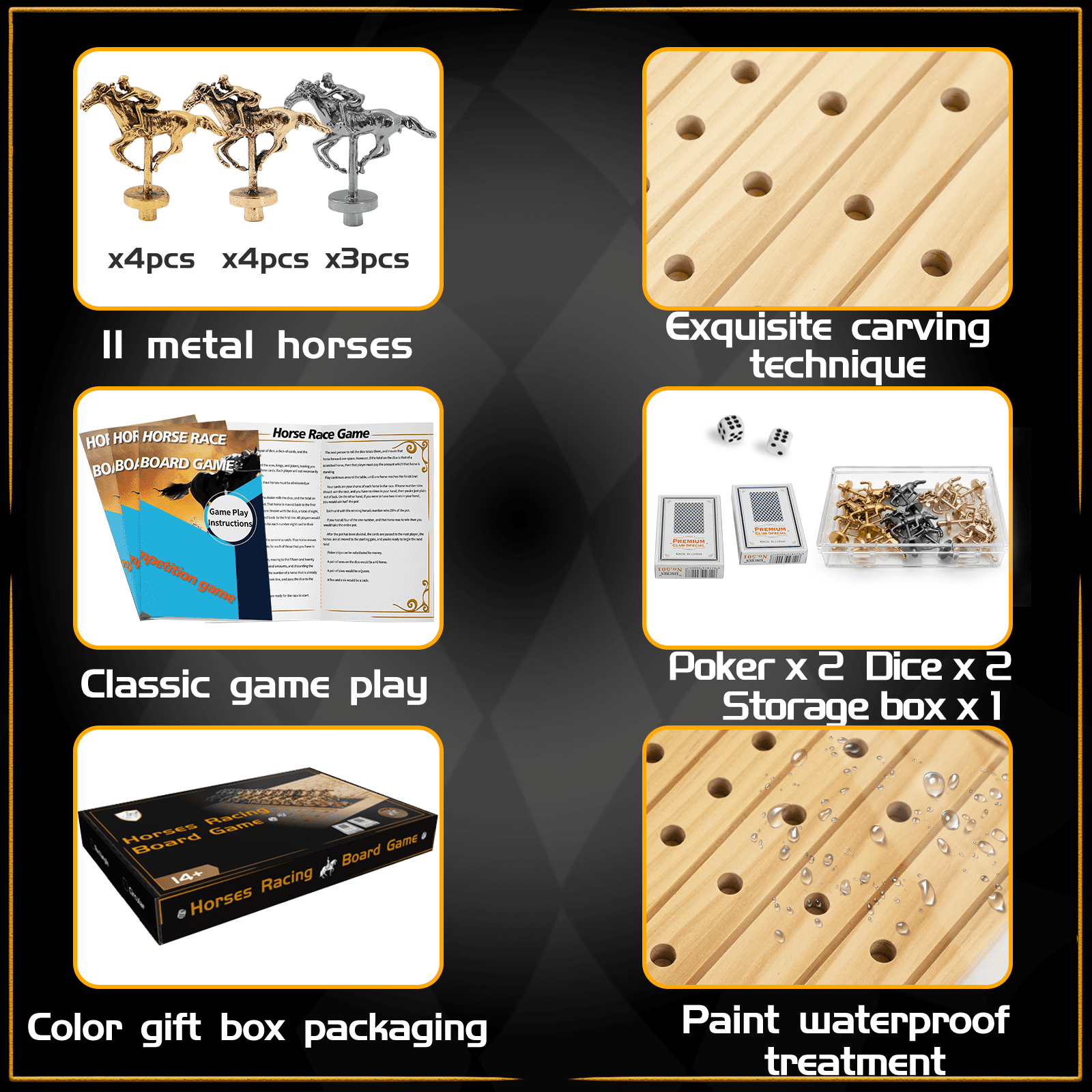 HOROW Horse Race Classic Board Game, Wood Log