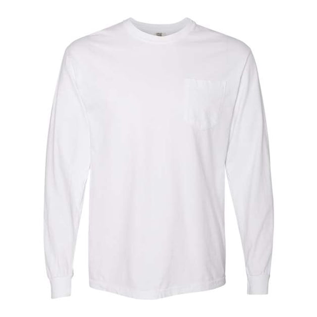 Camiseta de manga larga Colores Confort Heavyweight con bolsillo Blanco 3XL