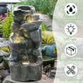 thumbnail image 5 of 4-Tiers Cascading Rock Outdoor Water Fountain with LED Light, Standing Cascading Water Feature Faux Stacked Stones Waterfalls Decor for Garden Patio Yard and Lawn (Deep Grey), 5 of 6