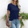 thumbnail image 4 of Dvprdro Womens Short Sleeve Crewneck T Shirts Solid Color Casual Basic Tees Summer Tops, 4 of 7