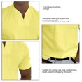 thumbnail image 4 of Camiseta de verano con cuello en V para hombre de gimnasio con bolsillo de algodón elástico suave transpirable Fitness camisa de manga corta para hombre, 4 of 4