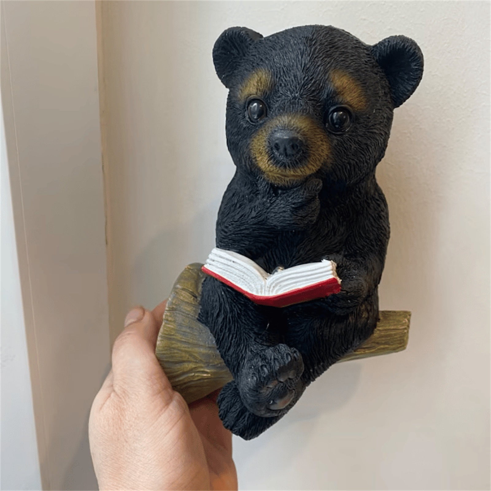 Clearance Desktop Ornament under $15,Solar Charging Baby Bear&Koala Reading Book Sculpture Resin Animal Statue Outdoor Decoration With Solar LED Lights Yard Art Sculpture For Yard Patio Porch De