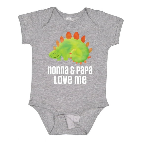 Inktastic Nonna and Papa Love Me Boys Grandchild Dinosaur Boys Baby Bodysuit