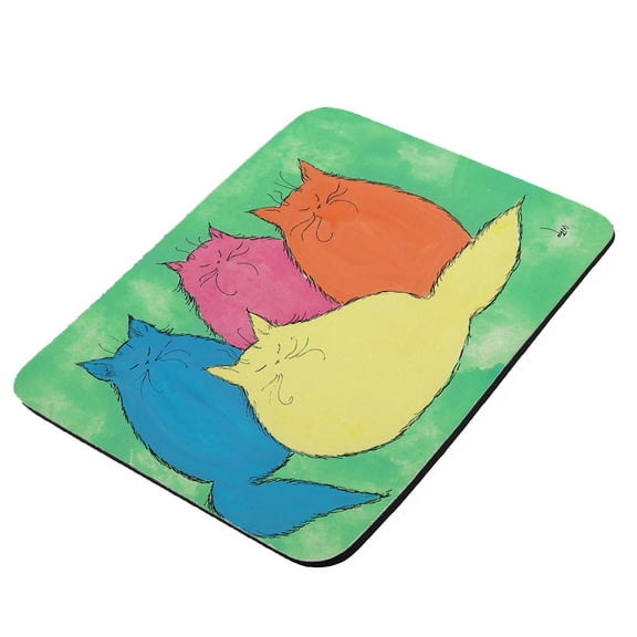 Pastel Maine Coon Kitties Abstract Cat Art by Denise Every - KuzmarK Mousepad / Hot Pad / Trivet
