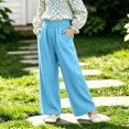 thumbnail image 2 of Mnyotv High Waisted Wide Leg Pants for Girls Fall Clothes Cotton Solid Trousers with Pockets Size 6-7Y, 2 of 6