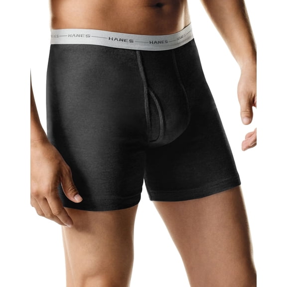 Hanes Men's Boxer Briefs, Cool Dri Moisture-Wicking Underwear Color-Black/Gray 5-Pack, Size S-XXL