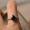 thumbnail image 4 of Lab Sapphire engagement ring, pear shaped, solid sterling silver,blue gemsotne, September Birthstone, 4 of 4