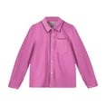 thumbnail image 4 of OIOLOYJM Long Sleeve Shirts for Girls 2026 Dress Solid Color Button Down Polo Shirts Spring Trendy Lapel Collar School Uniform Loose Blouses with Pocket Hot Pink 8-9 Year, 4 of 4