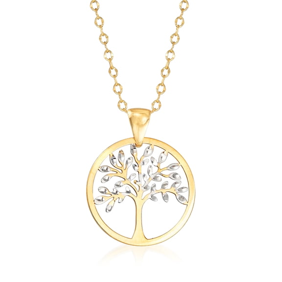 Ross-Simons Italian 18kt 2-Tone Gold Cut-Out Tree Of Life Pendant Necklace, Women's, Adult